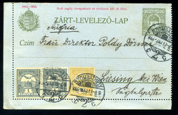 93024 SZOMBATHELY 1916. Három Bélyeggel Kiegészített Hadisegély Zárt Díjjegyes Lap Ausztriába Küldve - Oblitérés