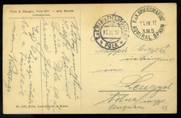 93798 K.u.K. Haditengerészet, I.VH 1917. Pola Képeslap, S.M.S. Admiral Spaun Hajó Bélyegzéssel - Lettres & Documents
