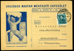 93525 BUDAPEST 1935. Magyar Méhészeti Egyesület , Reklám Levlap Székesfehérvárra Küldve - Lettres & Documents