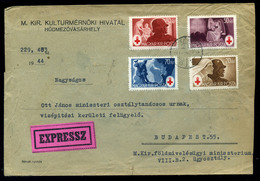 93467 HÓDMEZŐVÁSÁRHELY 1944. Expressz, Céges Levél Vöröskereszt Bélyegekkel Budapestre Küldve - Lettres & Documents