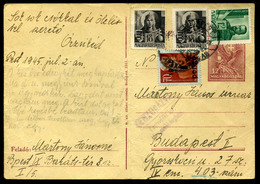 93495 BUDAPEST 1945.07. Kiegészített, Helyi Inflációs Díjjegyes Lap,  Börtön Cenzúra Bélyegzéssel - Lettres & Documents