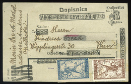 70950 MOHOL 1920. SHS Felülnyomott Díjjegyes Lap Kiegészítéssel Bécsbe Küldve, Szép Köznapi Darab  /  SHS Over Printed S - Banat-Bacska