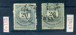 94293 2 Db 20Kr-os Ernyős Véset Javítással, Ritka Páros!  /  2 Pieces Of 20 Kr Screen Chiseled Correction Rare Pair - Oblitérés