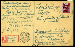 94305 BUDAPEST 1946.01. Helyi Ajánlott Levlap Egybélyeges Bérmentesítéssel  /  Local Reg. P.card Single Stamp Frank. - Lettres & Documents