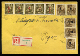 94330 EGERSZALÓK 1946. Ajánlott Levél Betűs Tízbélyeges Bérmentesítéssel Egerbe  /  Reg. Letter Letters 10 Stamps Frank. - Lettres & Documents