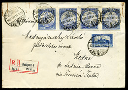 94338 BUDAPEST Korona Infláció1923. Dekoratív Ajánlott Levél Madonna 4*200K +Parlament 50K Csehszlovákiába Küldve - Lettres & Documents