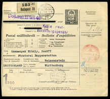 94349 BUDAPEST 1942. . Csomagszállító Németországba Küldve  /  Parcel Postcard To Germany - Colis Postaux