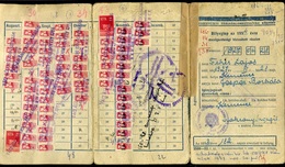 94357 BUDAPEST 1954. Társadalombiztosítás Bélyeglap SZTK Bélyegekkel. Ritka!  /  Social Security Stamp Card SZTK Stamps - Fiscaux