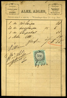 94398 GYŐR 1875. Cca. Alex Adler , Céges Számla Okmánybélyeggel  /  Alex Adler Corp. Bill Stamp Duty - Autres & Non Classés