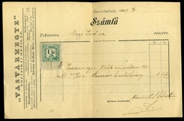 94392 SZOMBATHELY 1899. "Vasvármegye" , Céges Számla Okmánybélyeggel  /  "Vas County" Corp. Bill Stamp Duty - Fiscaux