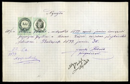 94411 BUDAPEST 1877-1880. Szent László Társulat, 4 Db Nyugta Különféle Okmánybélyegekkel. Szép Tétel!  /  St. László Com - Fiscaux