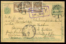 94507 KARLOVAC 1917. Kiegészített,cenzúrázott Díjjegyes Levlap Ausztriába Küldve  /  Uprated Cens. Stationery P.card To - Entiers Postaux