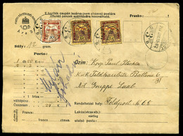 94509 BUDAPEST 1916. Értéklevél Hadisegély Bélyegekkel Katonai Címre Küldve  /  Money Letter Military Aid Stamps To Sold - Lettres & Documents