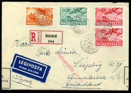 94510 HÉVÍZFÜRDŐ 1937. Ajánlott Légi Levél Lipcsébe Küldve  /  Reg Airmail Letter To Leipzig - Lettres & Documents