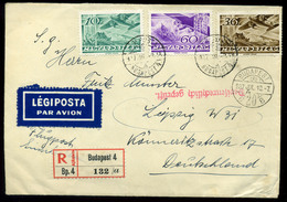 94512 BUDAPEST 1937. Ajánlott Légi Levél Lipcsébe Küldve  /  Reg Airmail Letter To Leipzig - Lettres & Documents