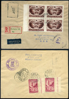 95003 BUDAPEST 1950. Érdekes Ajánlott Légi Levél New Yorkba Küldve, (kivésett Korábbi Légi Irányító Bélyegző , Cenzúra B - Lettres & Documents