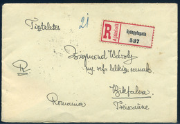 95039 GYÖNGYÖSPATA 1932. Szép Ajánlott Levél Bikfalvára, Romániába Küldve  /  Nice Reg. Letter To Bikafalva, Romania - Lettres & Documents