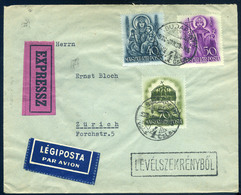 95034 BUDAPEST 1938. Szép Expressz Légi Levél Szent István Bélyegekkel Svájcba Küldve  /  Nice Express Airmail Letter St - Lettres & Documents
