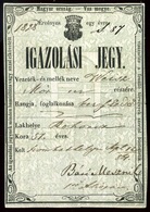 94639 ROHONC 1864. Igazolási Jegy Weisz Mór Kereskedő Részére Kiállítva  /  Certification Ticket Issued For Trader Mór W - Fiscaux