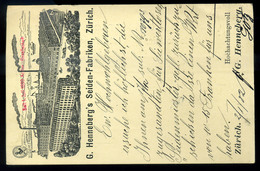 94707 SVÁJC 1902. Henneberg's Gyár Képeslap, Perfin Bélyeggel   /  Henneberg's Factory Pic. P.card Perfin Stamps - Perforés