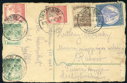 95087 SALGÓTARJÁN 1923. Képeslap, ötbélyeges Inflációs Bérmentesítéssel Csehszlovákiába Küldve  /  Vintage Pic. P.card 5 - Lettres & Documents