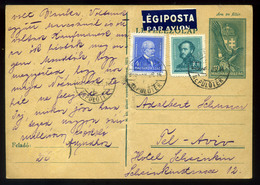 94762 BUDAPEST 1939. Kiegészített Légi Díjjegyes Levlap Tel Avívba Küldve - Lettres & Documents