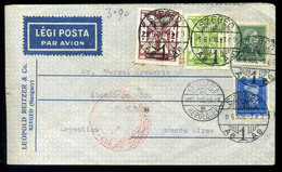 94784 SZEGED 1936. Szép Légi Levél Repülő 2P+1P + Arcképek 50f+40f Argentínába Küldve  /  Nice Airmail Letter Airplane 2 - Lettres & Documents