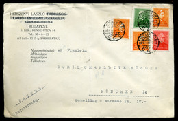 94761 BUDAPEST 1934. Céges Levél, Arcképek ötbélyeges Bérmentesítéssel Münchenbe  /  Corp. Letter Portraits 5 Stamp Fran - Lettres & Documents