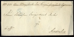 94819 NAGYSZOMBAT / TYRNAU 1849. Ex Offo Boríték Kék Bélyegzéssel Austerlitzbe Küldve  /  Ex Offo Cov. Blue Pmk To Auste - ...-1867 Préphilatélie