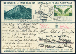 95140 SVÁJC 1931. Képes, Légi Díjjegyes Levlap Ausztriába Küldve  /  Pic. Airmail Stationery P.card To Austria - Lettres & Documents