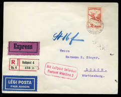 94786 BUDAPEST 1930. Légi Levél Repülő 2P Bérmentesítéssel Németországba Küldve  /  Airmail Letter Airplane 2P Frank. To - Lettres & Documents