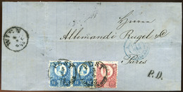 95154 PEST 1873. Ajánlott Levél Előlap Réz 10Kr Pár +5Kr Bérmentesítéssel Párizsba Küldve. Dekoratív, Szép Darab!  /  Re - Lettres & Documents