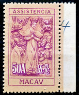 !										■■■■■ds■■ Macao Postal Tax 1945 AF#12(*) Lady Of Mercy 50 Avos VARIETY (d10316) - Ongebruikt
