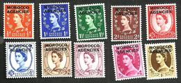 MOROCCO AGENCIES QEII HEAD SET OF 10 1/2 P - 1/-  MINTH 1952 SG101-10 READ DESCRIPTION !! - Postämter In Marokko/Tanger (...-1958)