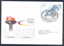 Germany 2002 Cover:postal Stationey Biathlon ; Salt Lake  City 2002 Olympic Games; Host Cities History; Speed Skating - Invierno