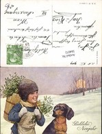564072,tolle Künstler AK Karl Feiertag Hund Dackel Neujahr Kind Pub B.K.W.I. 2084-2 - Feiertag, Karl