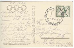 GERMANY Used Olympic Postcard Nr.14 With The Olympic Soccer Stamp And Cancel Olympia Stadion 11.8.36-20 Ai - Summer 1936: Berlin