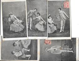 Artistes De Cabaret -FRANCK & VILLY - Série Complète 5 Cartes + 1 Double LA LECON D'AMOUR, PIERROT Et COLOMBINE 1905/06 - Cabarets