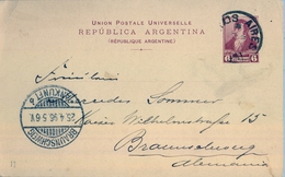 1896 , ARGENTINA ,  ENTERO POSTAL CIRCULADO , BUENOS AIRES - BRAUNSCHWEIG , LLEGADA - Brieven En Documenten