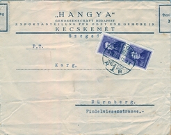 1939 , HUNGRIA , SOBRE COMERCIAL CIRCULADO , KECSKEMÉT - NÜRNBERG , LLEGADA Y BANDA DE CENSURA - Lettres & Documents