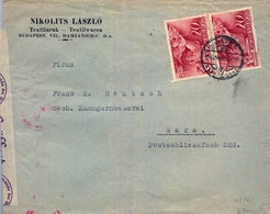 1942 , HUNGRIA , SOBRE CIRCULADO , BUDAPEST - GERA  ,  MARCA Y BANDA DE CENSURA - Lettres & Documents