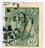 PORTOGALLO, PORTUGAL, COMMEMORATIVO, RE MANUEL II, 1910, FRANCOBOLLI USATI, 10 R. YT 156   Scott 158 - Gebruikt