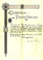 PORTUGAL, Diploma De Funções Públicas, F/VF - Nuevos