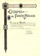 PORTUGAL, Diploma De Funções Públicas, Ave/F - Ungebraucht