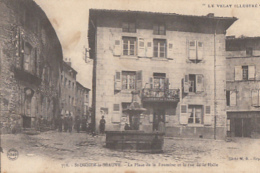 SAINT DIDIER           LA PLACE DE LA FONTAINE ET LA RUE DE LA HALLE - Saint Didier En Velay