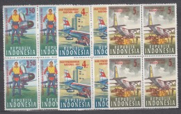 Indonesia 1967 Airplanes Mi#578-580 Mint Never Hinged Blocks Of Four - Indonesien