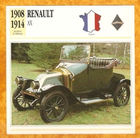 1908 FRANCE VIEILLE VOITURE RENAULT AX - FRANCE OLD CAR - FRANCIA VIEJO COCHE - VECCHIA MACCHINA - Autos