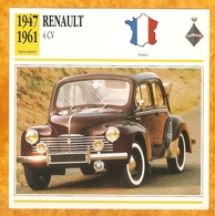 1947 FRANCE VIEILLE VOITURE RENAULT 4 CV CABRIOLET - FRANCE OLD CAR - FRANCIA VIEJO COCHE - VECCHIA MACCHINA - Autos