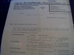 Facture Allemande De 1941 Hans Schafferus Reichenchach I.v. A  Reichenbach   Ecrite En Allemand Lettre A Entete - 1900 – 1949