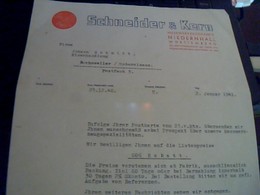 Facture Allemande De 1941 Schneider Et Kern Messwerkzeugfabrik A  Niedernhall  Ecrite En Allemand Lettre A Entete - 1900 – 1949